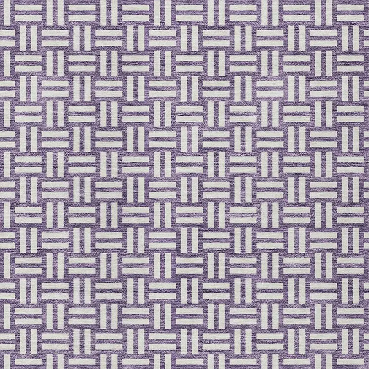 10' X 14' Purple And Ivory Geometric Washable Indoor Outdoor Area Rug