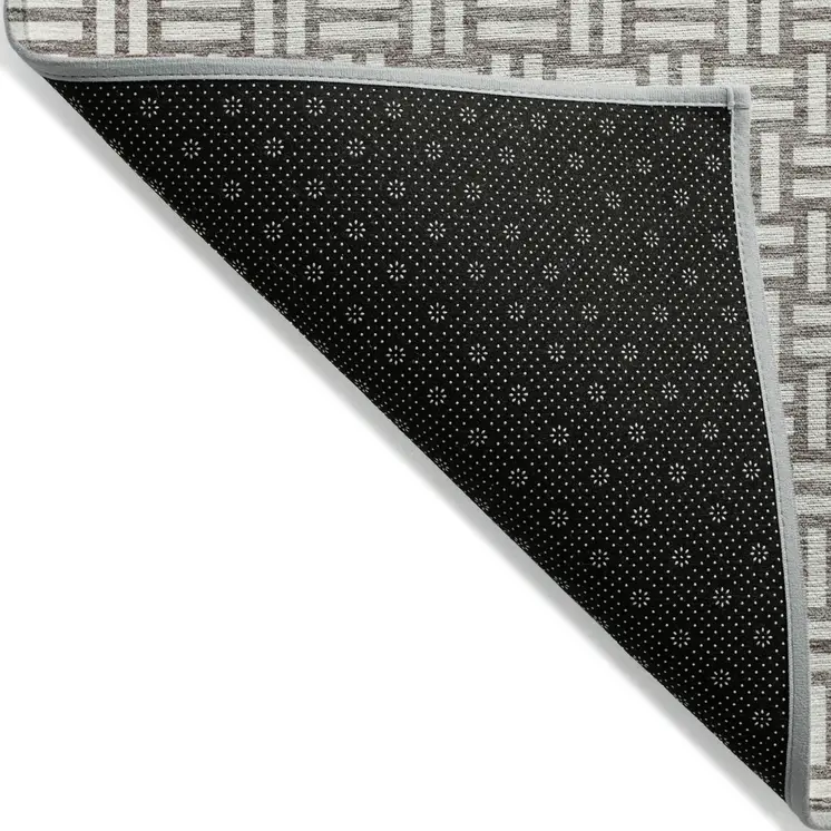 3' X 5' Taupe And Gray Geometric Washable Indoor Outdoor Area Rug