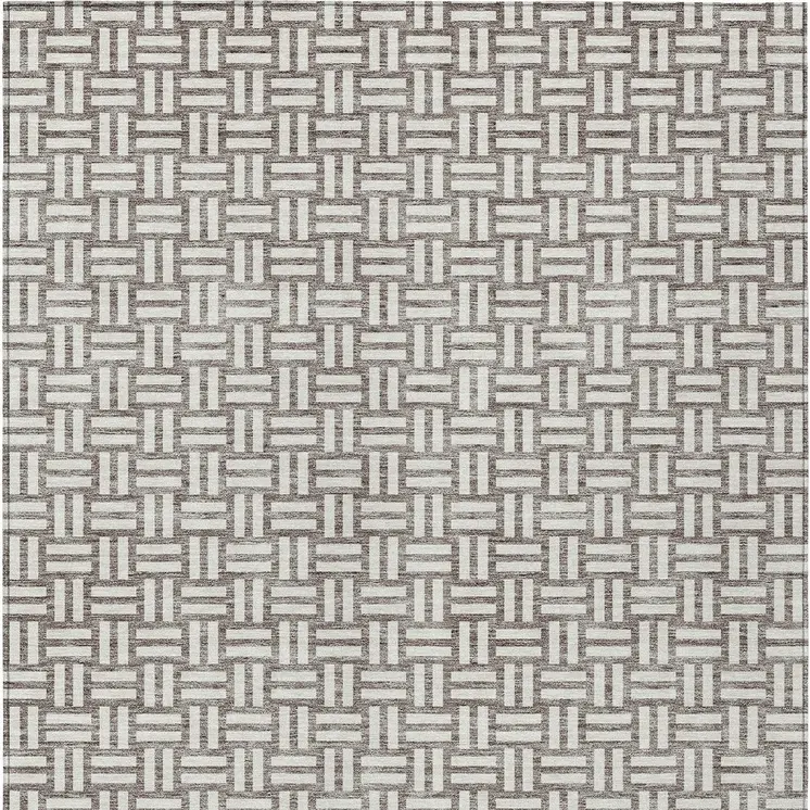 8' X 10' Taupe And Gray Geometric Washable Indoor Outdoor Area Rug