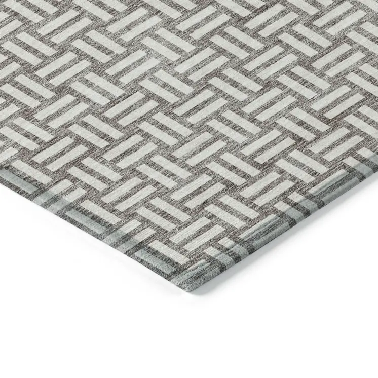 8' X 10' Taupe And Gray Geometric Washable Indoor Outdoor Area Rug
