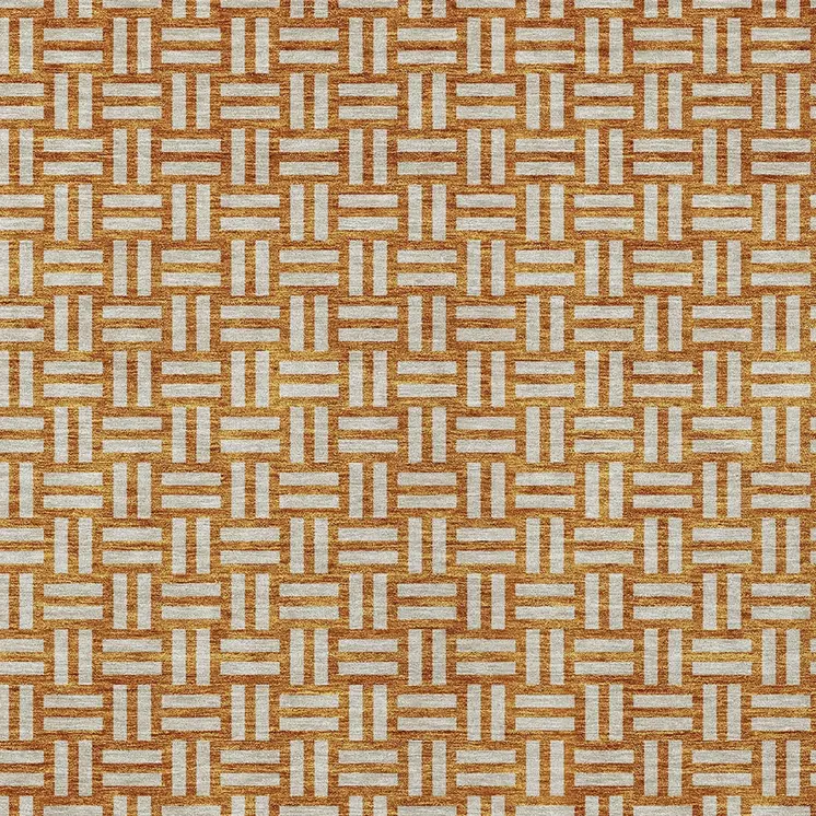 3' X 5' Terra Cotta And Beige Geometric Washable Indoor Outdoor Area Rug