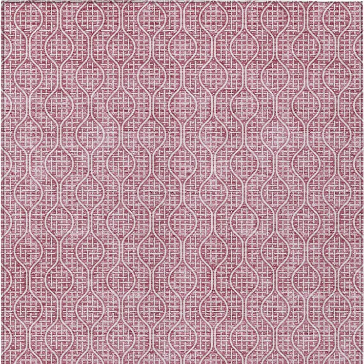 10' X 14' Blush And Ivory Geometric Washable Indoor Outdoor Area Rug