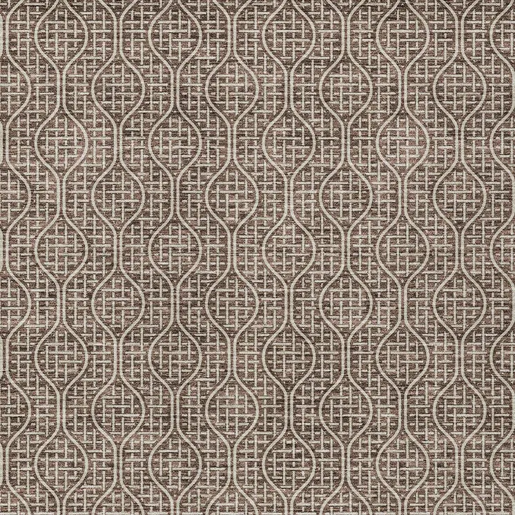 9' X 12' Brown And Beige Geometric Washable Indoor Outdoor Area Rug