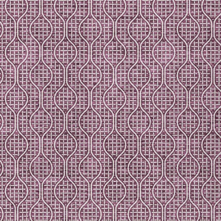 5' X 8' Eggplant And Ivory Geometric Washable Indoor Outdoor Area Rug