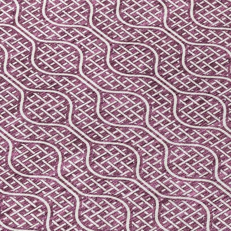 8' Eggplant And Ivory Round Geometric Washable Indoor Outdoor Area Rug