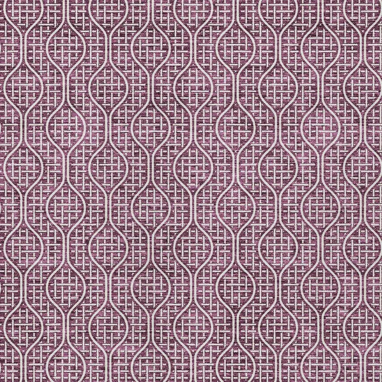 9' X 12' Eggplant And Ivory Geometric Washable Indoor Outdoor Area Rug