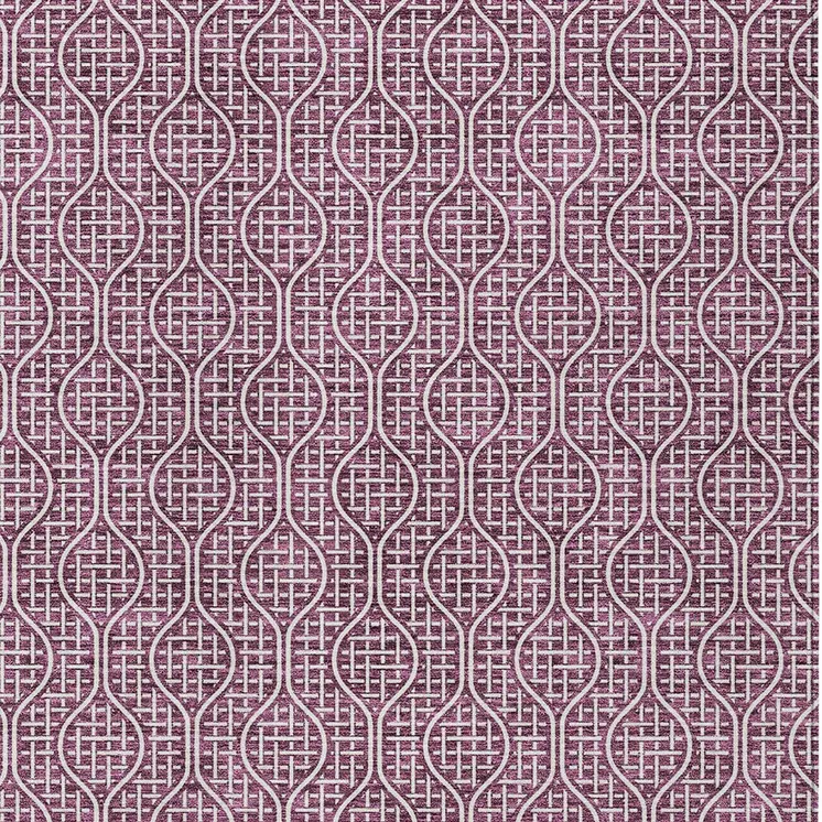 10' X 14' Eggplant And Ivory Geometric Washable Indoor Outdoor Area Rug