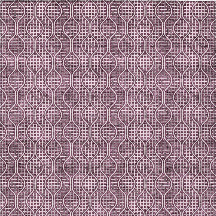 10' X 14' Eggplant And Ivory Geometric Washable Indoor Outdoor Area Rug
