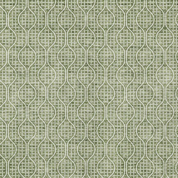 3' X 5' Green And Ivory Geometric Washable Indoor Outdoor Area Rug