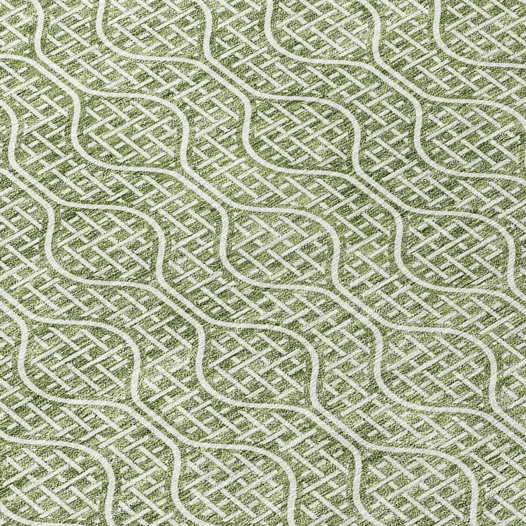 5' X 8' Green And Ivory Geometric Washable Indoor Outdoor Area Rug