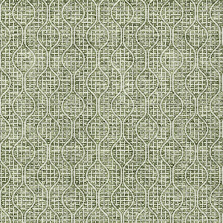 9' X 12' Green And Ivory Geometric Washable Indoor Outdoor Area Rug