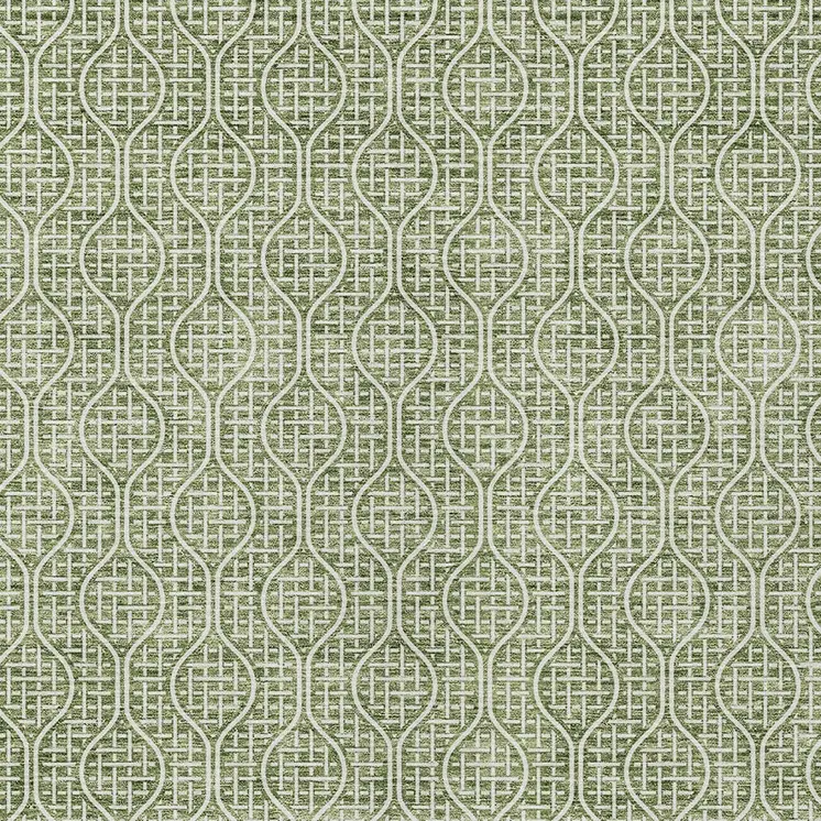 10' X 14' Green And Ivory Geometric Washable Indoor Outdoor Area Rug