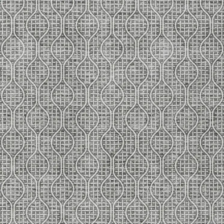 5' X 8' Gray And Ivory Geometric Washable Indoor Outdoor Area Rug