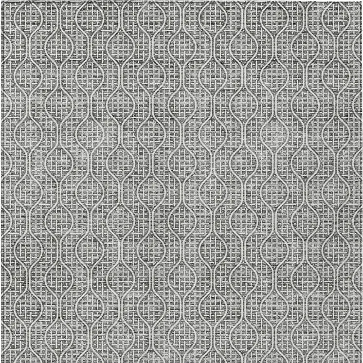 8' X 10' Gray And Ivory Geometric Washable Indoor Outdoor Area Rug