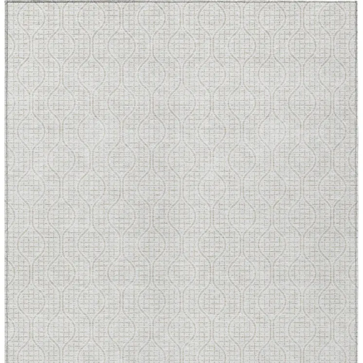 9' X 12' Ivory And Beige Geometric Washable Indoor Outdoor Area Rug
