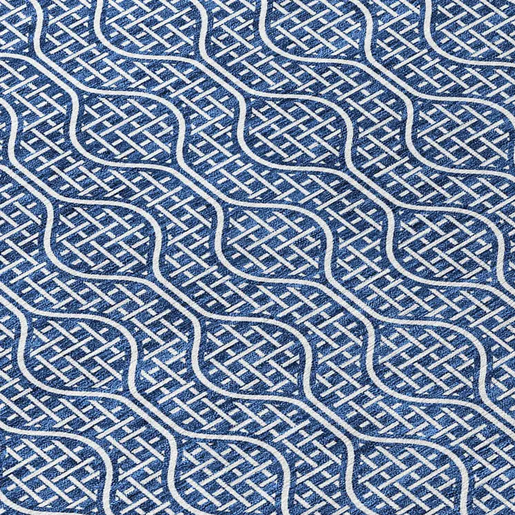 9' X 12' Navy Blue And Ivory Geometric Washable Indoor Outdoor Area Rug