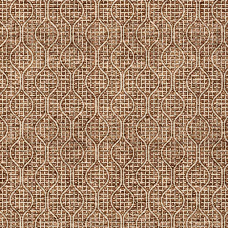 3' X 5' Brown And Beige Geometric Washable Indoor Outdoor Area Rug