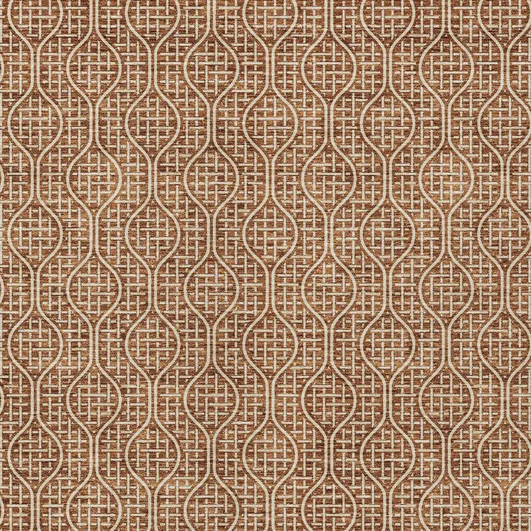 5' X 8' Brown And Beige Geometric Washable Indoor Outdoor Area Rug