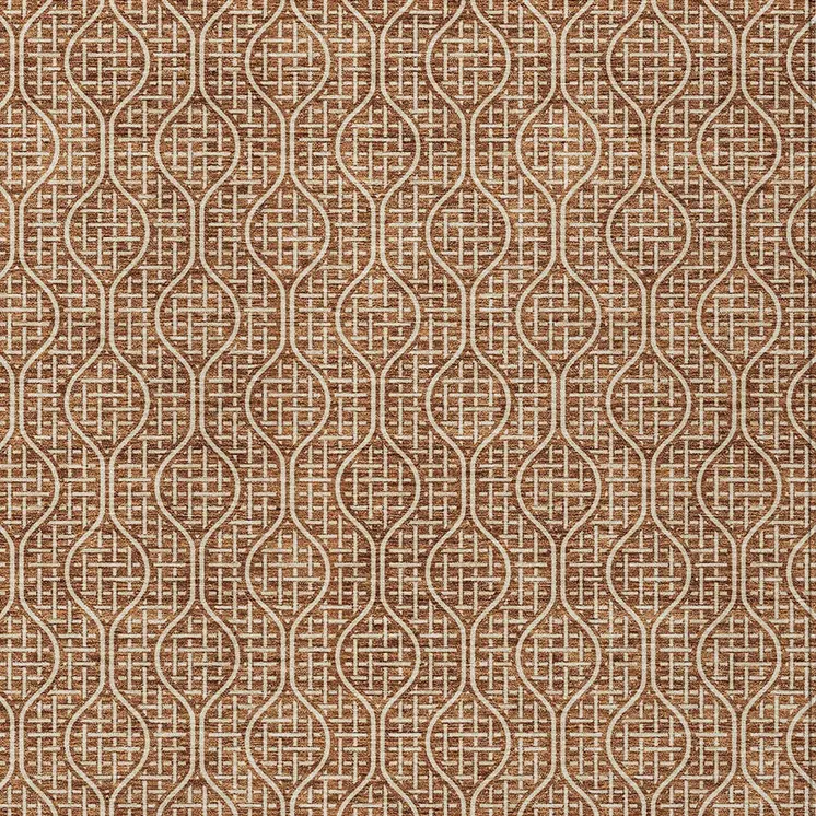 8' X 10' Brown And Beige Geometric Washable Indoor Outdoor Area Rug