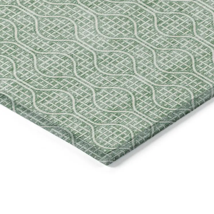 8' X 10' Sage And Gray Geometric Washable Indoor Outdoor Area Rug