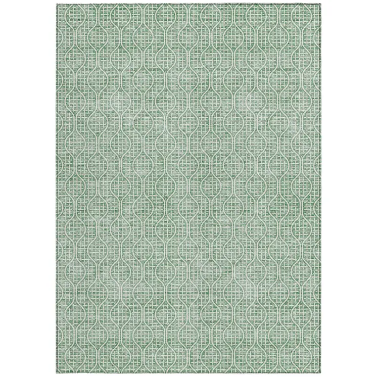 10' X 14' Sage And Gray Geometric Washable Indoor Outdoor Area Rug