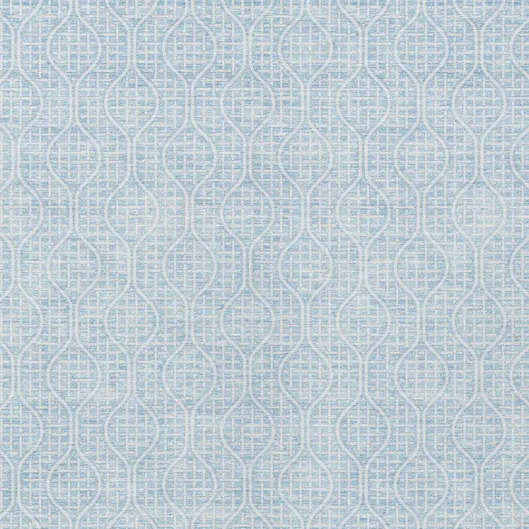 3' X 5' Sky Blue And Ivory Geometric Washable Indoor Outdoor Area Rug