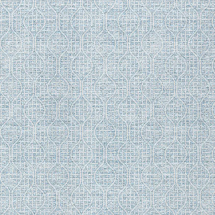 8' X 10' Sky Blue And Ivory Geometric Washable Indoor Outdoor Area Rug