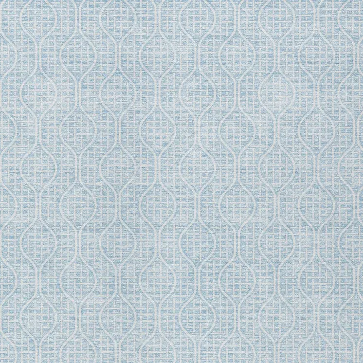 9' X 12' Sky Blue And Ivory Geometric Washable Indoor Outdoor Area Rug