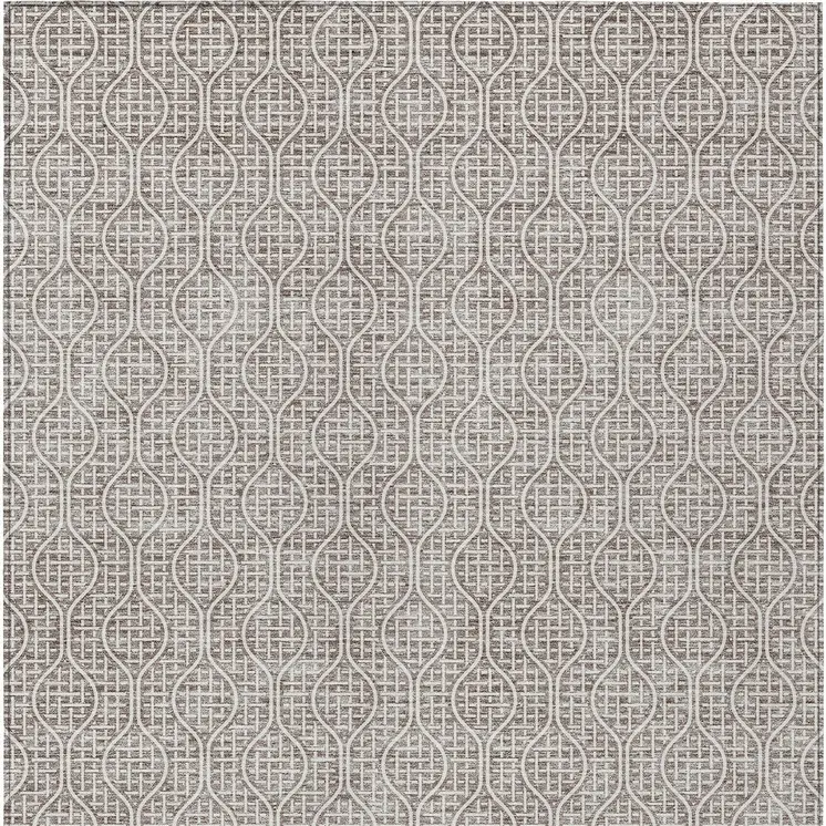 8' X 10' Taupe And Beige Geometric Washable Indoor Outdoor Area Rug