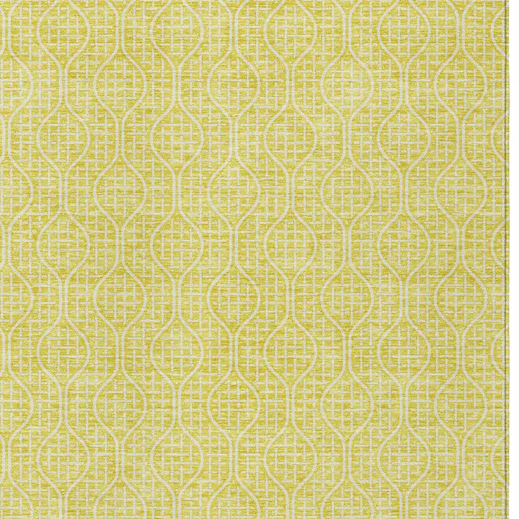 3' X 5' Yellow And Gray Geometric Washable Indoor Outdoor Area Rug