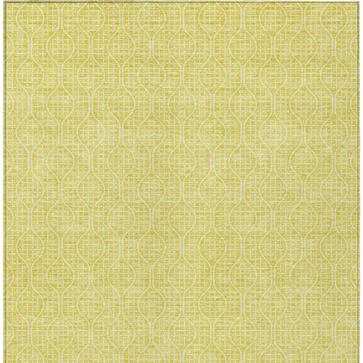 3' X 5' Yellow And Gray Geometric Washable Indoor Outdoor Area Rug