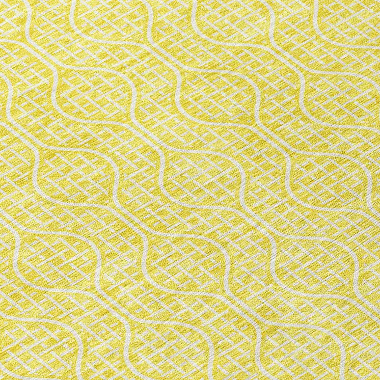 3' X 5' Yellow And Gray Geometric Washable Indoor Outdoor Area Rug