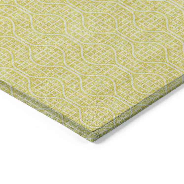 9' X 12' Yellow And Gray Geometric Washable Indoor Outdoor Area Rug