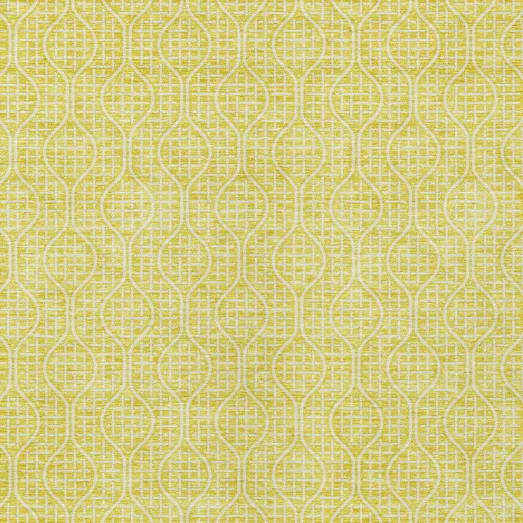 10' X 14' Yellow And Gray Geometric Washable Indoor Outdoor Area Rug