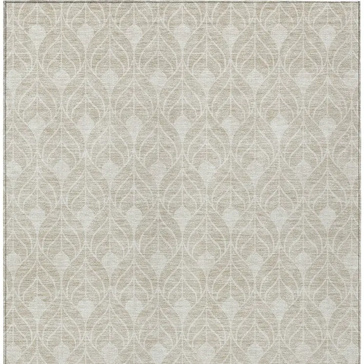 3' X 5' Beige And Ivory Geometric Washable Indoor Outdoor Area Rug