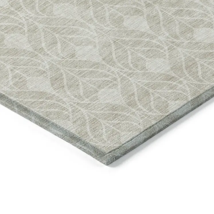 3' X 5' Beige And Ivory Geometric Washable Indoor Outdoor Area Rug