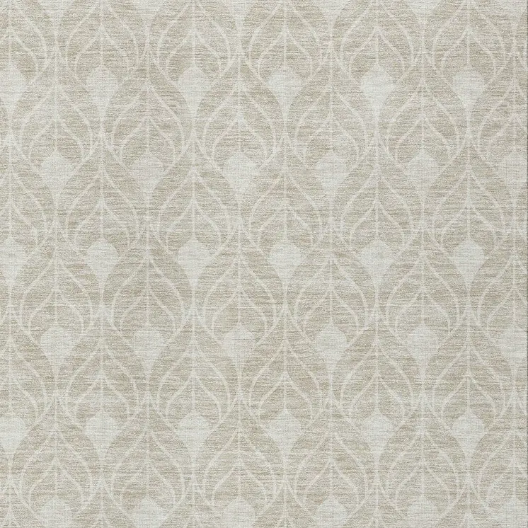 9' X 12' Beige And Ivory Geometric Washable Indoor Outdoor Area Rug