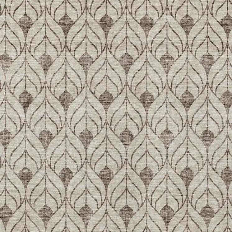 5' X 8' Brown And Beige Geometric Washable Indoor Outdoor Area Rug