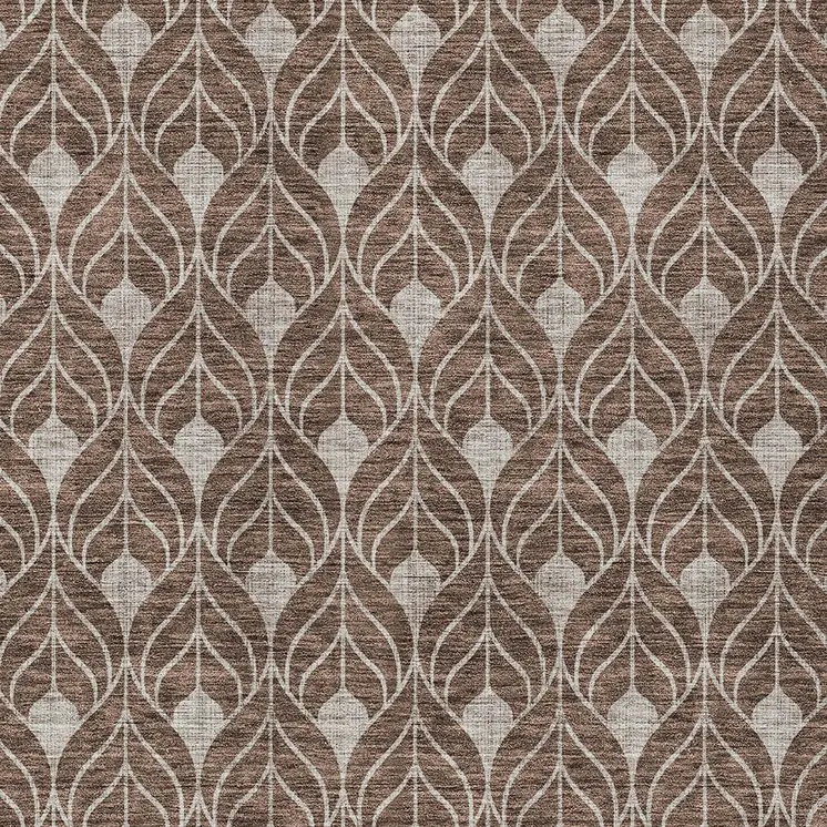 5' X 8' Chocolate And Beige Geometric Washable Indoor Outdoor Area Rug
