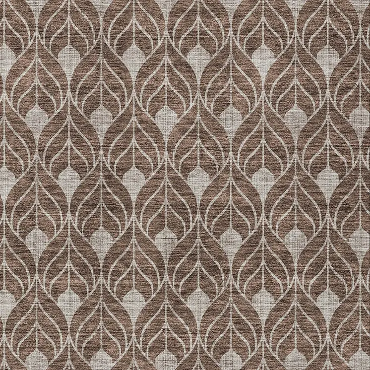 8' X 10' Chocolate And Beige Geometric Washable Indoor Outdoor Area Rug