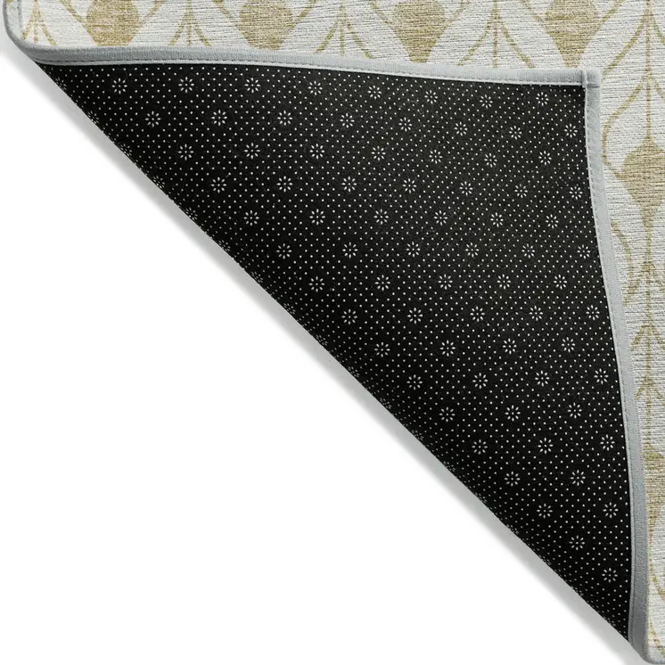 8' X 10' Gold And Beige Geometric Washable Indoor Outdoor Area Rug