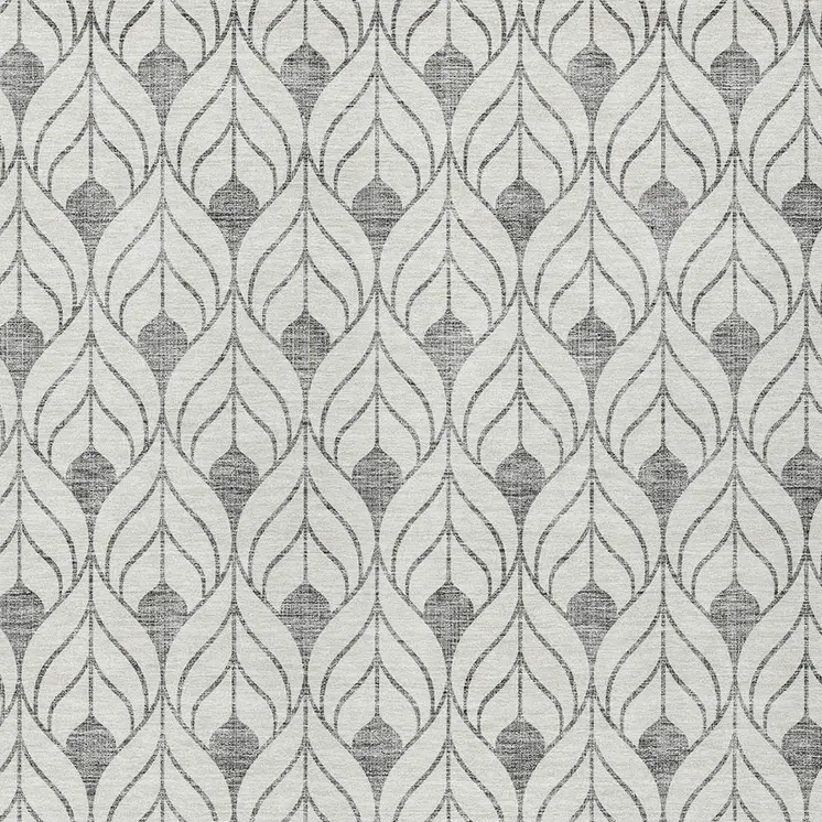 3' X 5' Gray And Ivory Geometric Washable Indoor Outdoor Area Rug