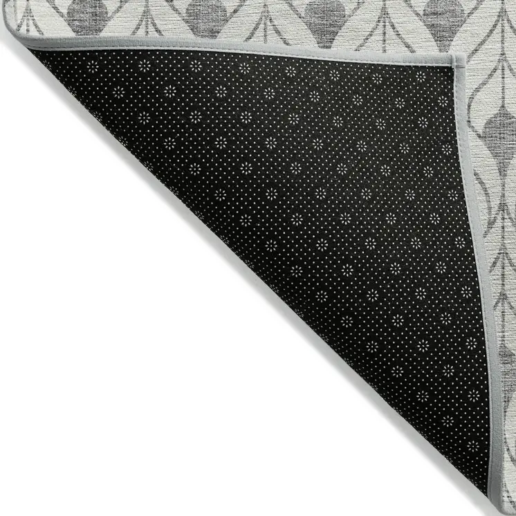 5' X 8' Gray And Ivory Geometric Washable Indoor Outdoor Area Rug