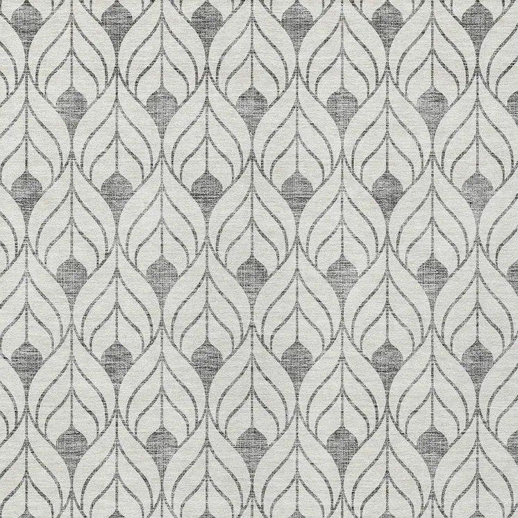 8' X 10' Gray And Ivory Geometric Washable Indoor Outdoor Area Rug