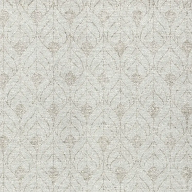 5' X 8' Ivory And Beige Geometric Washable Indoor Outdoor Area Rug
