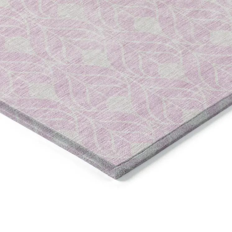 3' X 5' Pink And Ivory Geometric Washable Indoor Outdoor Area Rug