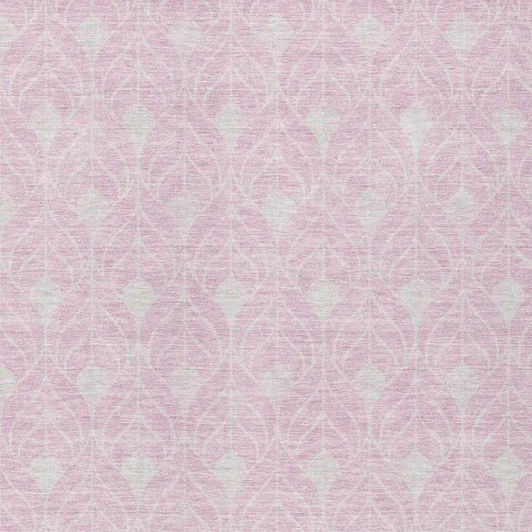 5' X 8' Pink And Ivory Geometric Washable Indoor Outdoor Area Rug
