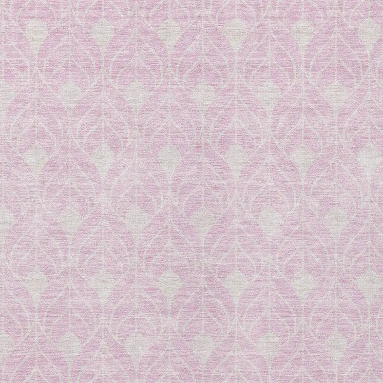 9' X 12' Pink And Ivory Geometric Washable Indoor Outdoor Area Rug