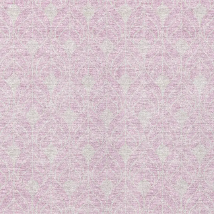 10' X 14' Pink And Ivory Geometric Washable Indoor Outdoor Area Rug