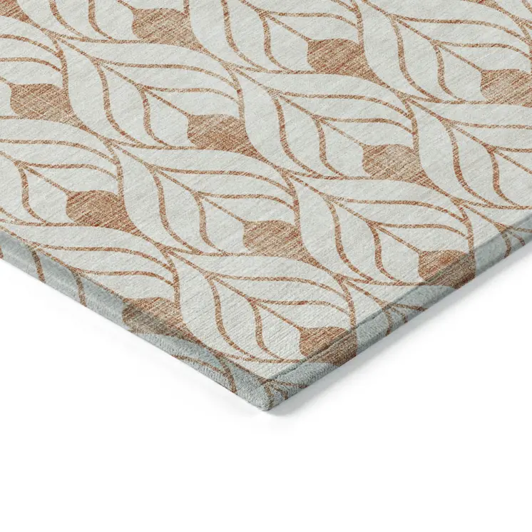 3' X 5' Salmon And Beige Geometric Washable Indoor Outdoor Area Rug
